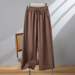 Photo: Women's Plus Size Linen Wide Leg Trousers | Seoden London — view 3