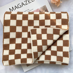Photo: Chelsea Checkerboard Knitted Scarf | Seoden London — view 7