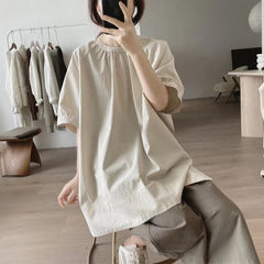 Photo: Women's Plus Size Pleated Cotton Blouse | Seoden London — view 1