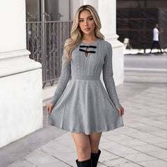 Photo: Women's Grey Knitted Dress with Bows | Seoden London — view 3