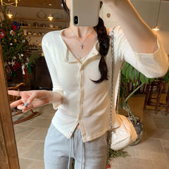 Photo: Women's Cotton Open Knit Cardigan | Seoden London — view 6