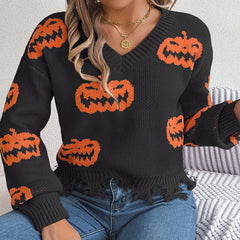 Photo: Pumpkin Patch Distressed V-Neck Jumper | Seoden London — view 7