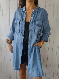 Photo: Women's Plus Size Longline Denim Shirt | Seoden London — view 4
