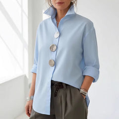 Photo: Amsterdam Big-Button Stand-Collar Shirt | Seoden London — view 9