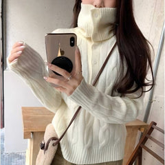 Photo: Seoul Cable Knit Button-Collar Jumper | Seoden London — view 2