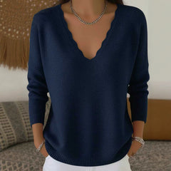 Photo: Women's Soft Wool Blend V-Neck Jumper | Seoden London — view 2