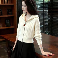 Photo: Cropped Knit Hooded Cardigan | Seoden London — view 3