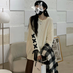 Photo: Women's Cotton Crew Neck Jumper with Tie Detail | Seoden London — view 5