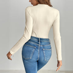 Photo: Kyra Asymmetric Button Knit Bodysuit | Seoden London — view 5