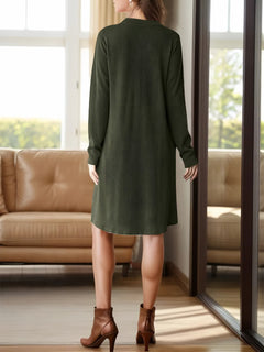 Photo: Women's V Neck Long Sleeve Mini Dress with Pockets | Seoden London — view 12