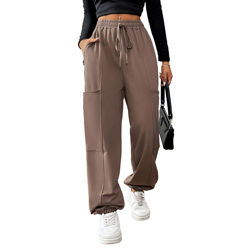 Photo: Assisi Taupe Tie-Waist Cotton Joggers | Seoden London