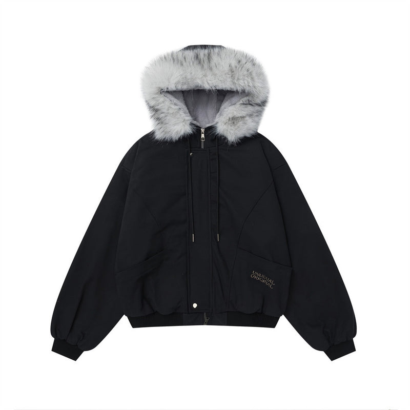 Photo: Aurora Padded Bomber Jacket with Faux Fur Hood | Seoden London