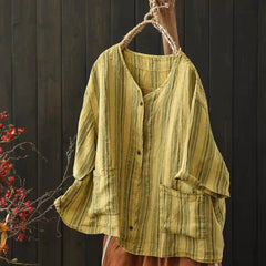 Photo: Women's Plus Size Striped Linen Shirt | Seoden London — view 1