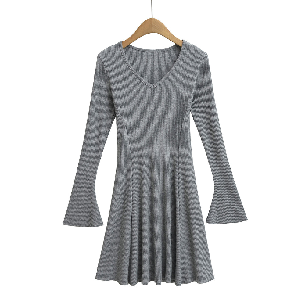 Photo: Women's V Neck Knitted Skater Dress | Seoden London