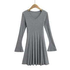 Photo: Women's V Neck Knitted Skater Dress | Seoden London — view 2