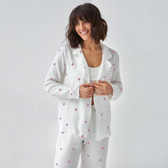 Photo: Women's White Heart Cotton Pyjama Set | Seoden London — view 5