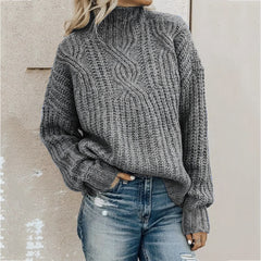 Photo: Women's Cable Knit High Neck Jumper | Seoden London — view 6