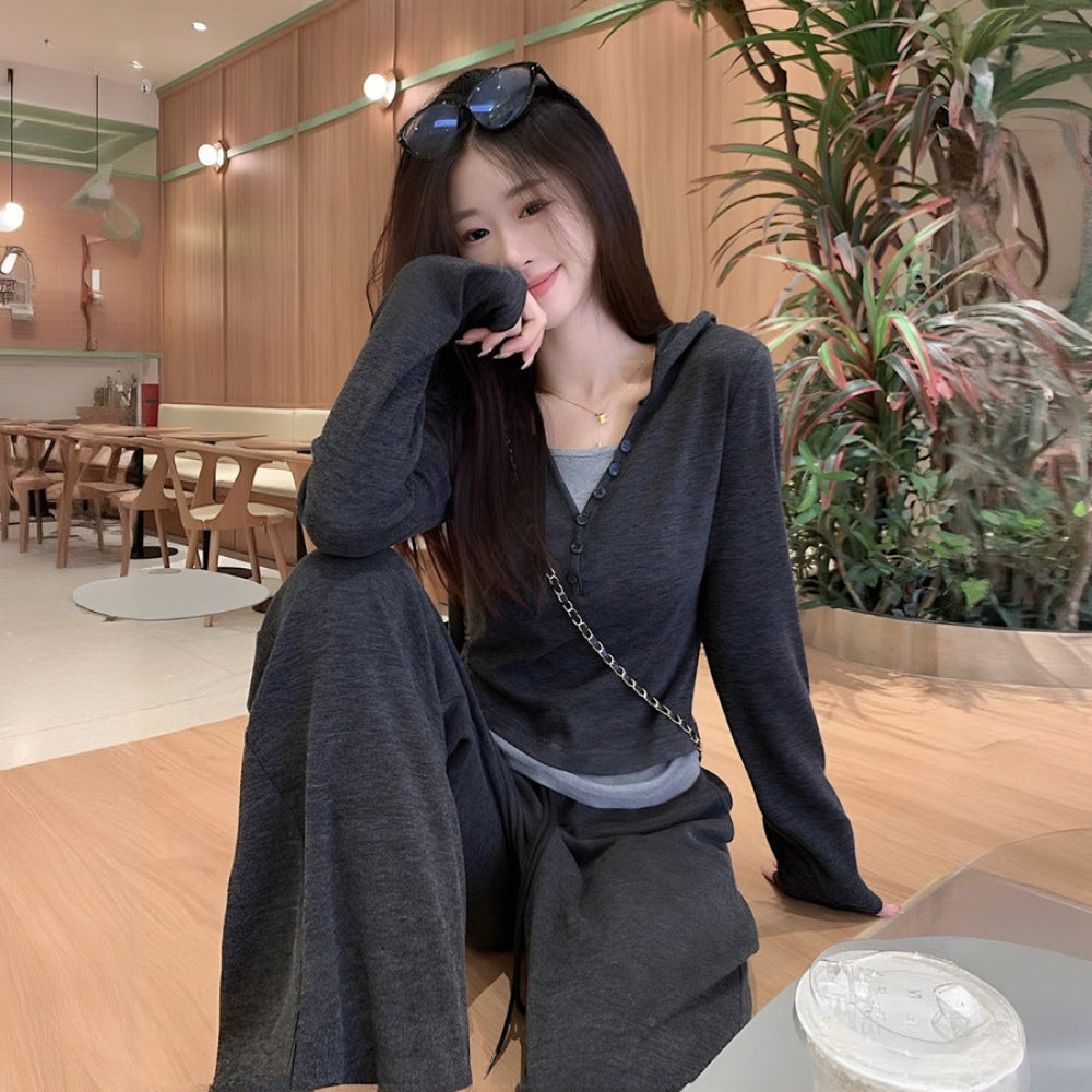 Photo: Women's Hooded Knit Two Piece Lounge Set | Seoden London
