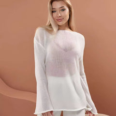 Photo: Fiorella Flare-Sleeve Open-Knit Top | Seoden London — view 2
