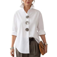 Photo: Amsterdam Big-Button Stand-Collar Shirt | Seoden London — view 1