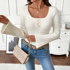 Photo: Sienna Square-Neck Button Knit Top | Seoden London — view 4