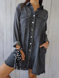 Photo: Women's Plus Size Longline Denim Shirt | Seoden London — view 5