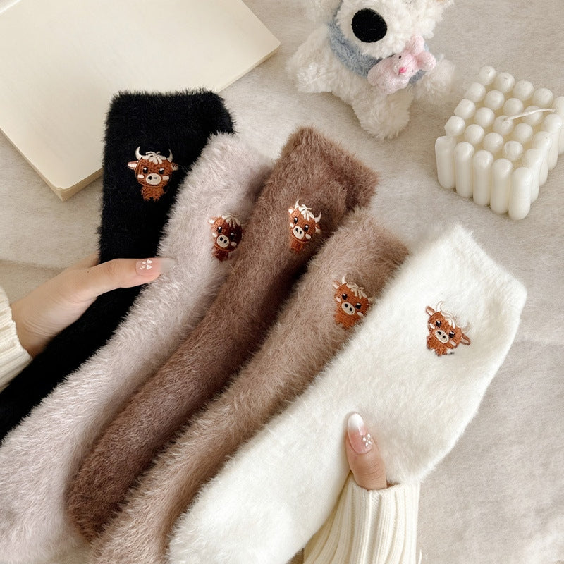 Photo: Highland Cow Fuzzy Socks, Pack of 5 | Seoden London