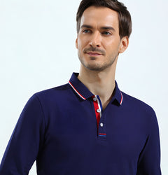 Photo: Men's Long Sleeve Cotton Golf Polo Shirt | Seoden London — view 1