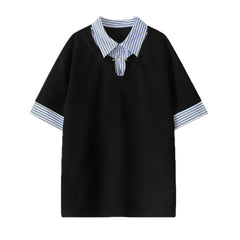 Photo: Men's Striped Collar Cotton Polo Shirt | Seoden London — view 1