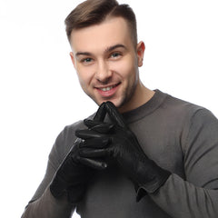 Photo: Regent Leather-Look Wool-Lined Gloves | Seoden London — view 3