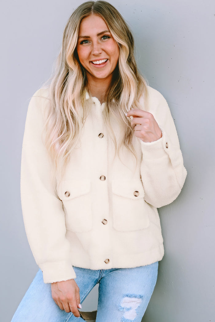 Women's Sherpa Fleece Jacket with Flap Pockets