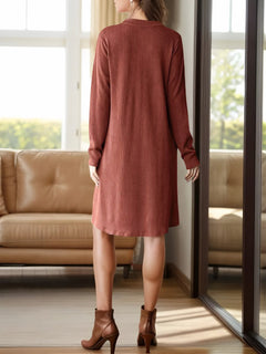 Photo: Women's V Neck Long Sleeve Mini Dress with Pockets | Seoden London — view 3