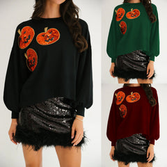 Photo: Greta Pumpkin Sequin Sweatshirt | Seoden London — view 2