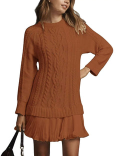 Photo: Women's Cable Knit Jumper Dress with Ruffle Hem | Seoden London — view 7