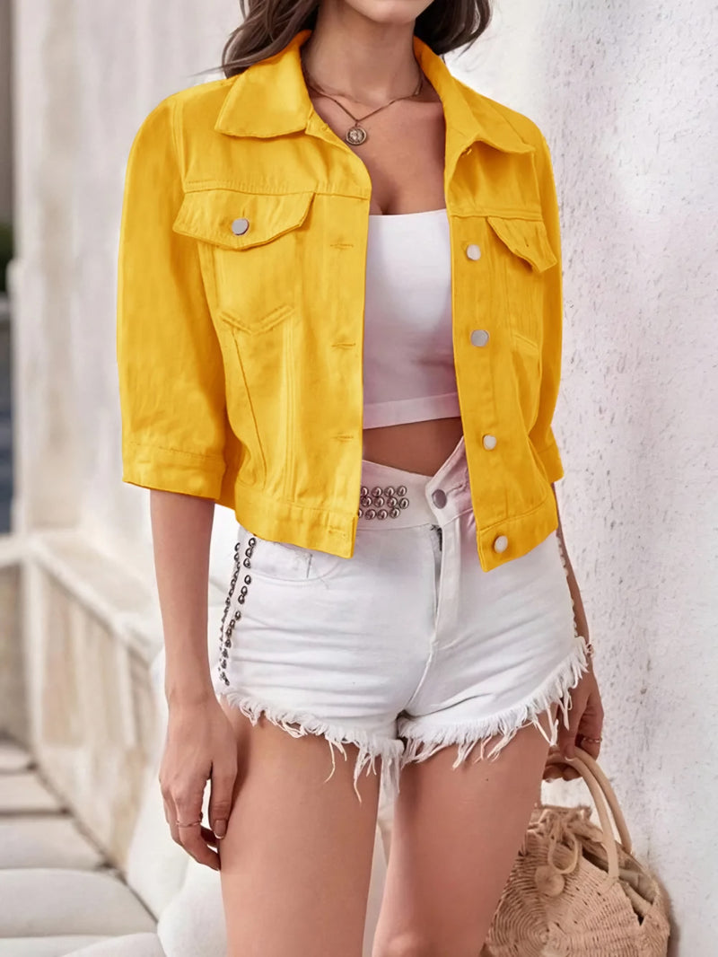 Photo: Women's Plus Size Cropped Denim Jacket | Seoden London