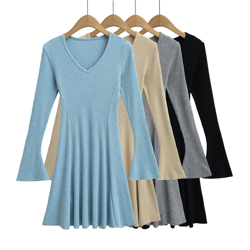 Photo: Women's V Neck Knitted Skater Dress | Seoden London