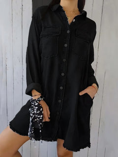Photo: Women's Plus Size Longline Denim Shirt | Seoden London — view 9