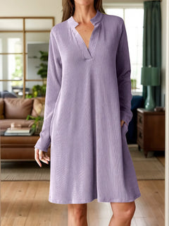Photo: Women's V Neck Long Sleeve Mini Dress with Pockets | Seoden London — view 7