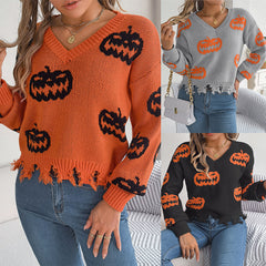 Photo: Pumpkin Patch Distressed V-Neck Jumper | Seoden London — view 2