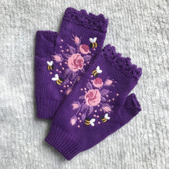 Photo: Honeybee Embroidered Fingerless Gloves | Seoden London — view 3