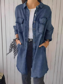 Photo: Women's Plus Size Longline Denim Shirt | Seoden London — view 11
