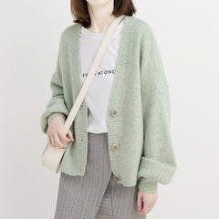 Photo: Florence Lantern-Sleeve Wool-Blend Cardigan | Seoden London — view 2
