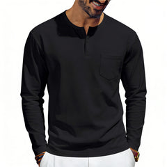 Photo: Henley Long Sleeve Top with Chest Pocket | Seoden London — view 3