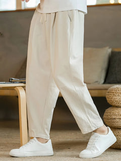 Photo: Women's Plus Size Linen Drawstring Trousers | Seoden London — view 1
