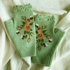 Photo: Honeybee Embroidered Fingerless Gloves | Seoden London — view 7