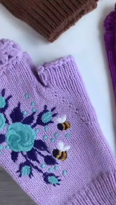 Photo: Honeybee Embroidered Fingerless Gloves | Seoden London — view 10