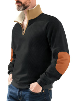 Photo: Suede-Patch Half-Zip Pullover | Seoden London — view 2