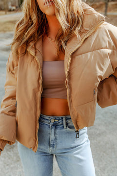 Photo: Cotswold Camel Cropped Puffer Jacket | Seoden London — view 1