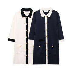 Photo: Women's Contrast Collar Knitted Dress | Seoden London — view 7