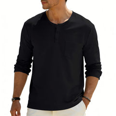Photo: Henley Long Sleeve Top with Chest Pocket | Seoden London — view 4